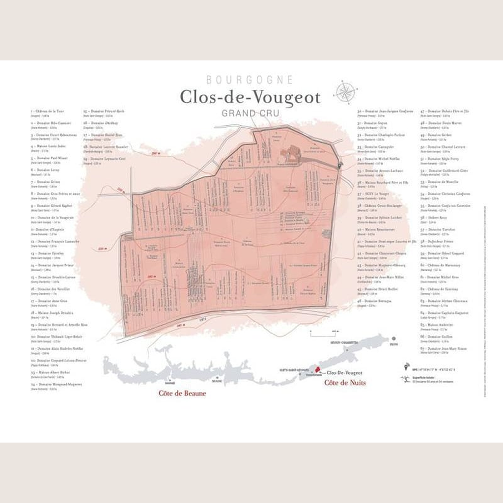 Carte parcellaire murale Clos de Vougeot