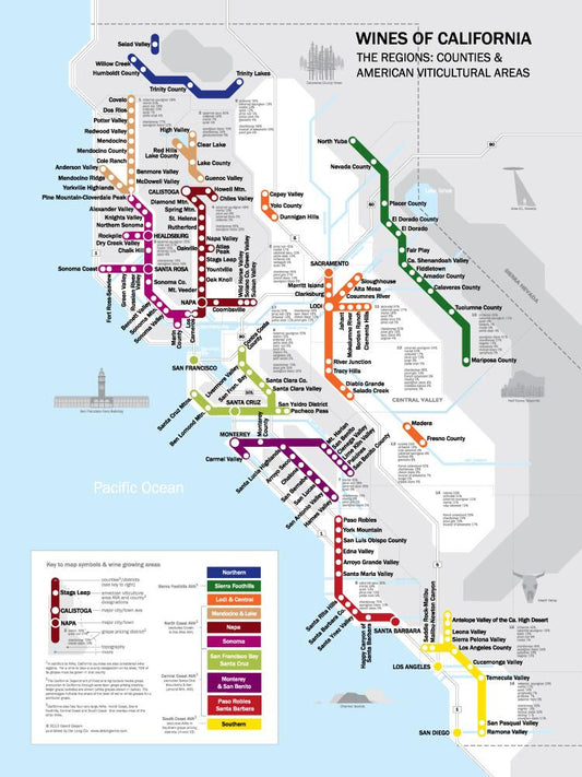 Carte des stations de métro des vins de Californie