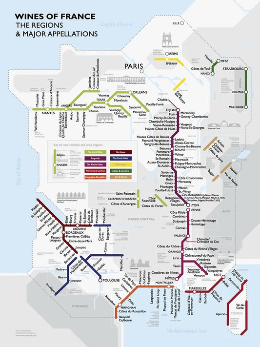 Carte des stations de métro des vins de France