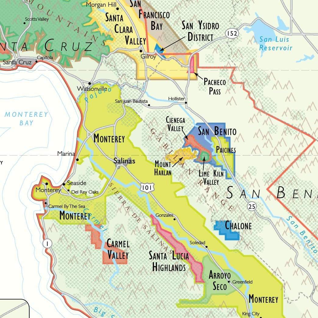 Carte des vins de Californie