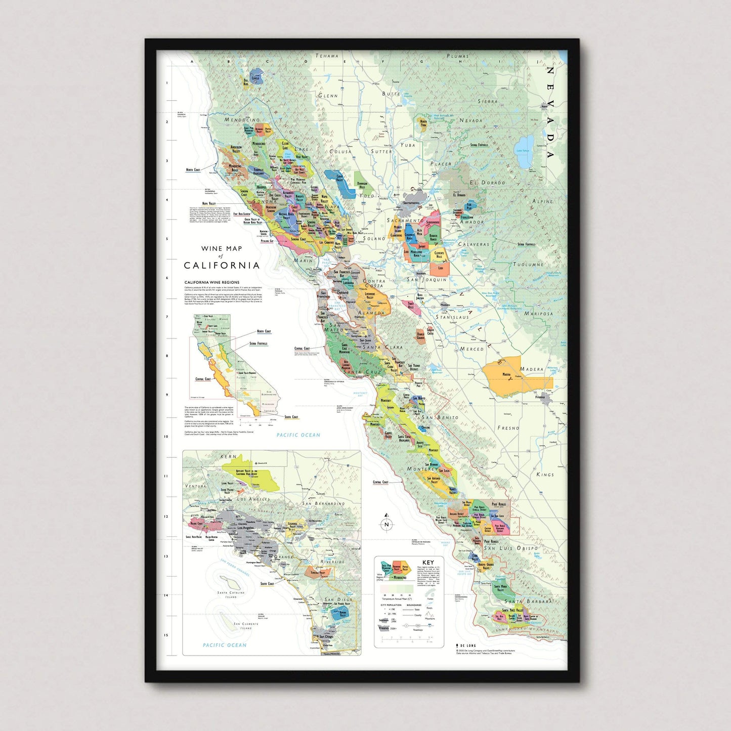 Carte des vins de Californie