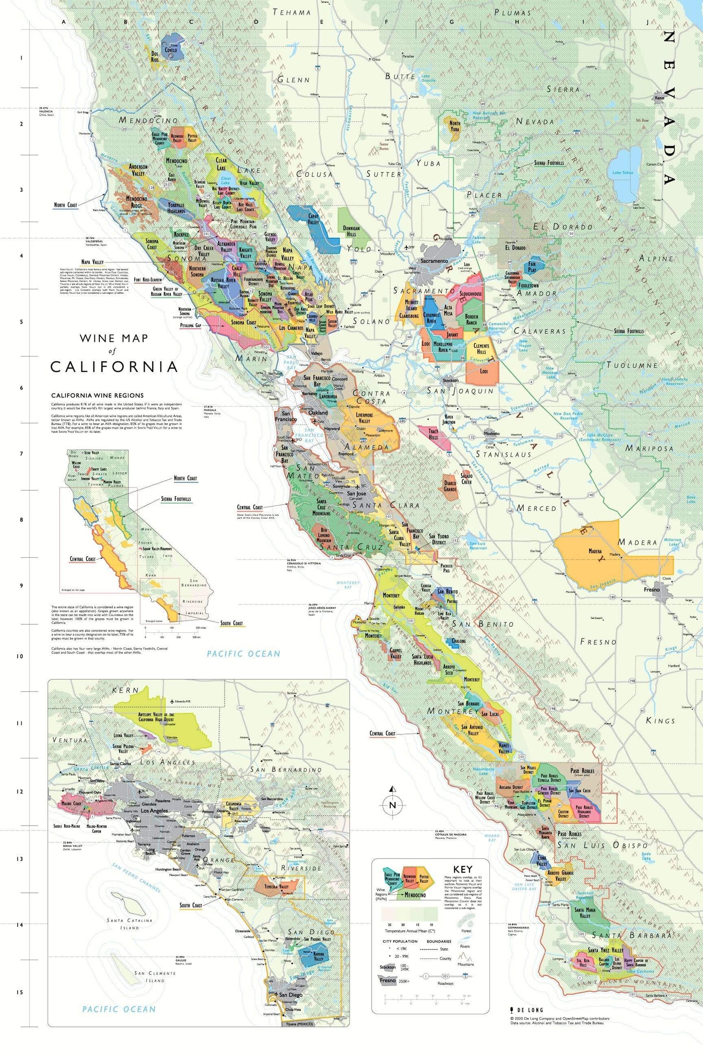 Wine map of California, bookshelf edition