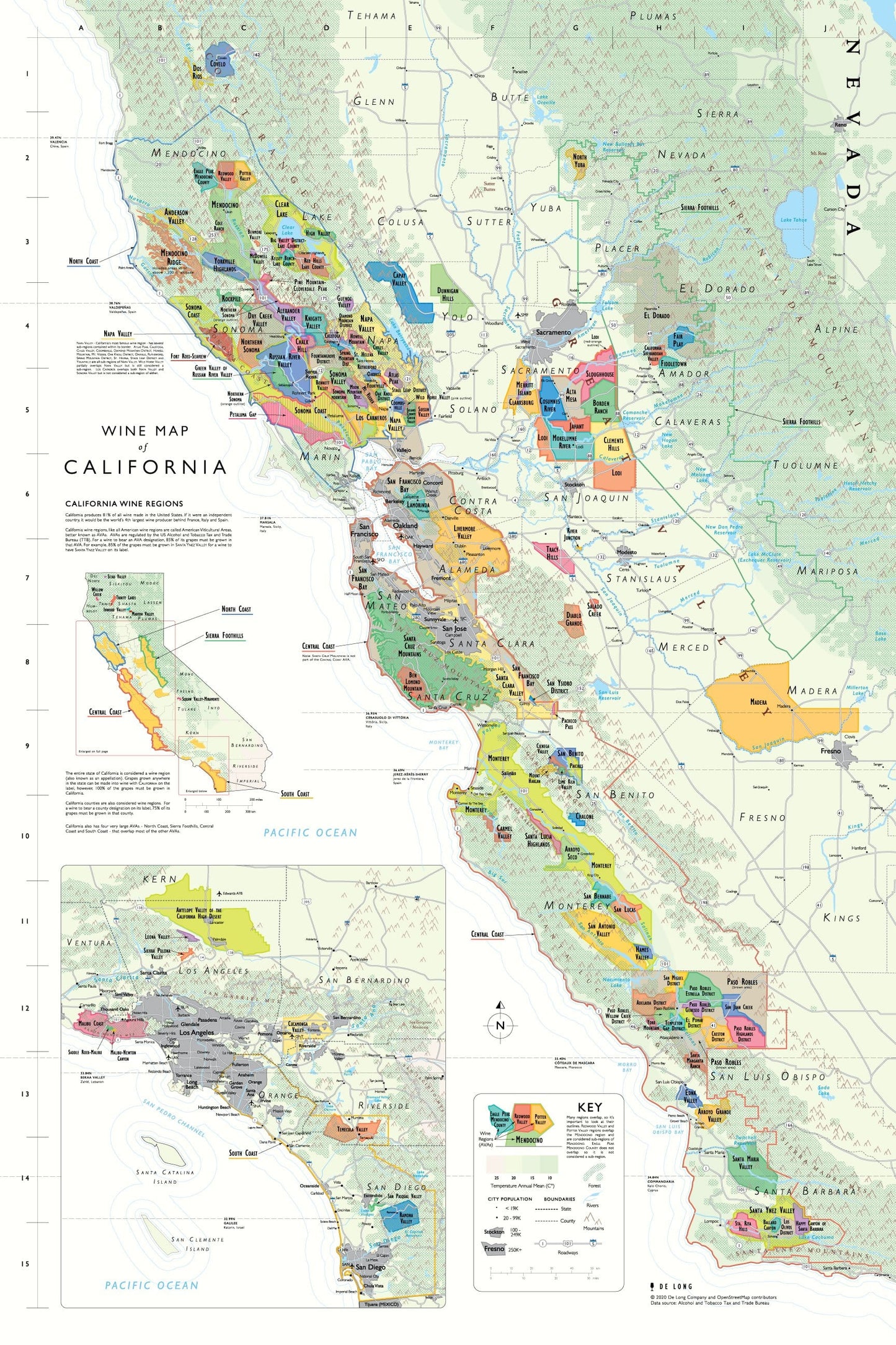 Carte des vins de Californie