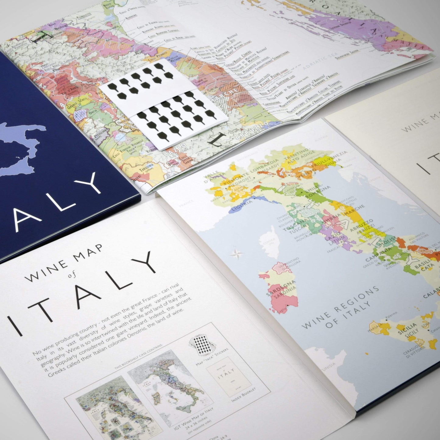 Wine map of Italy, bookshelf edition