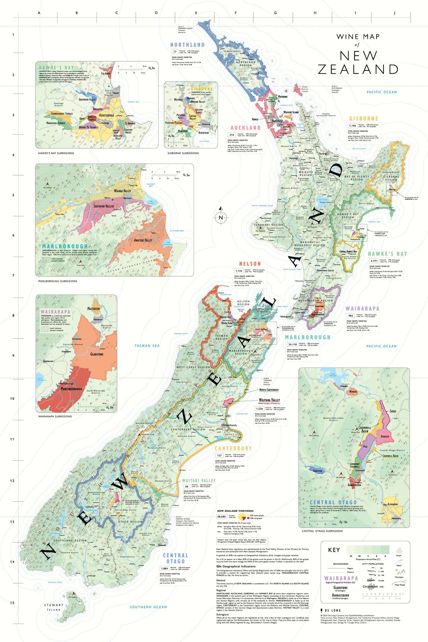 Wine map of New Zealand, bookshelf edition