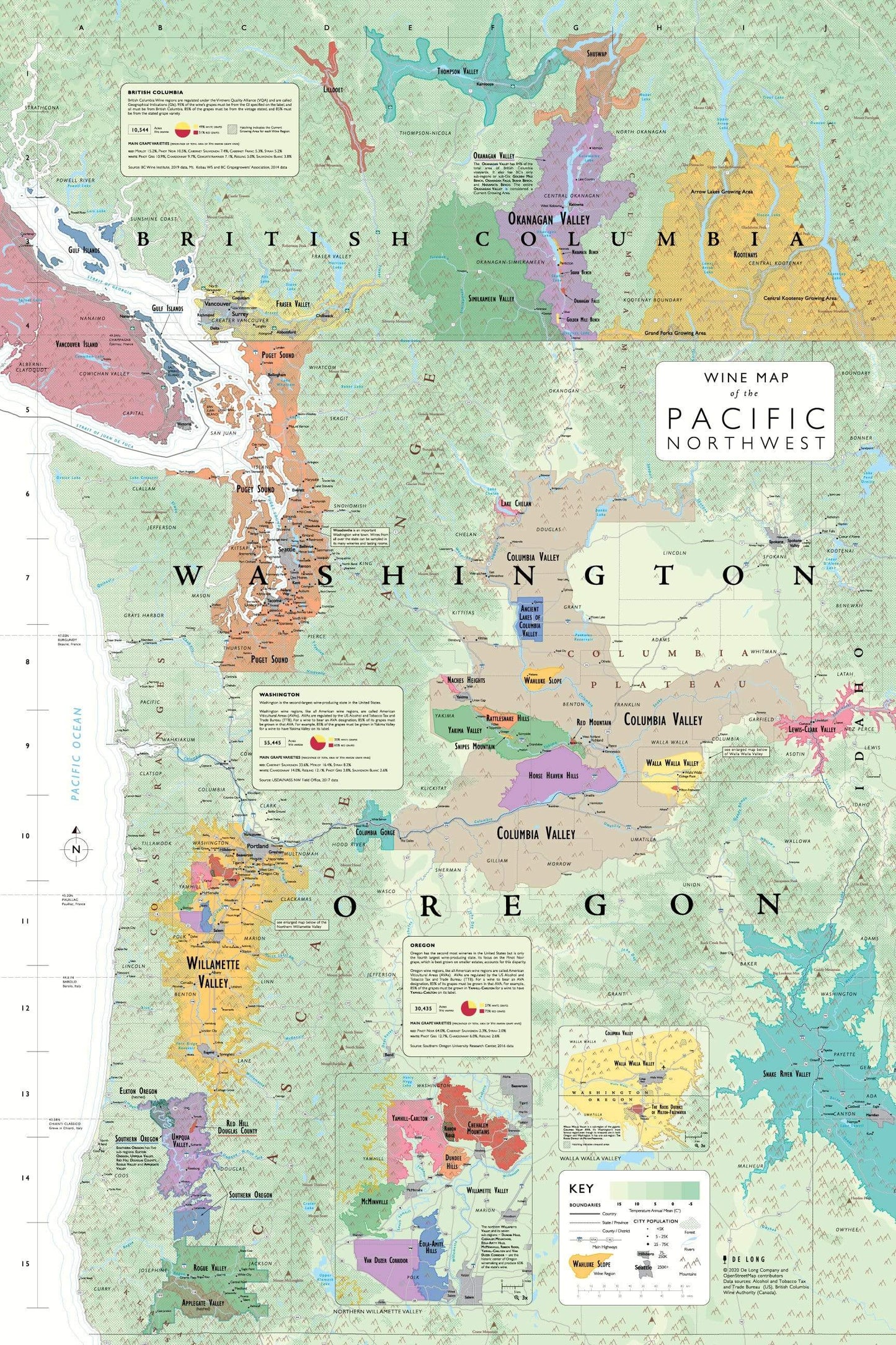 Wine map of the Pacific Northwest, bookshelf edition