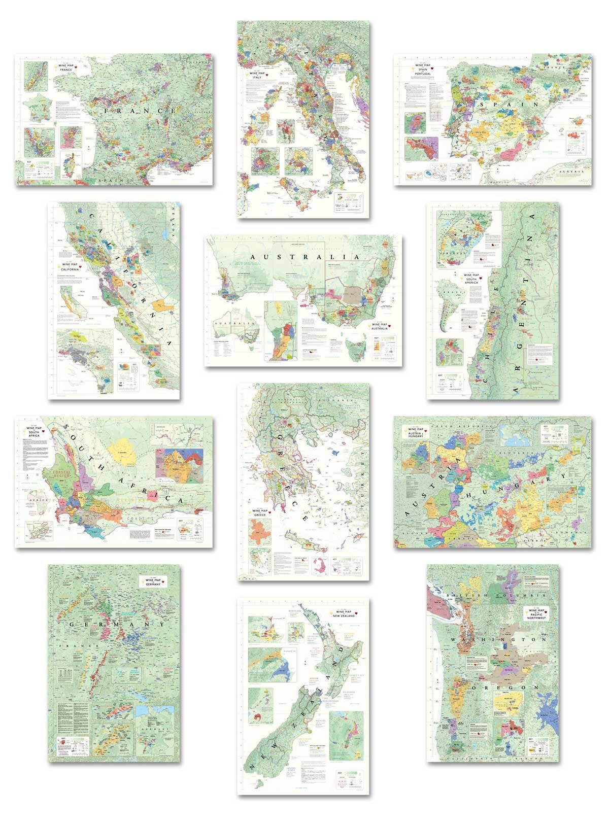 Wine maps of the world