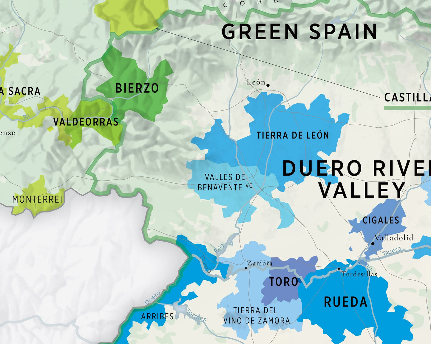 Carte des régions viticoles d'Espagne