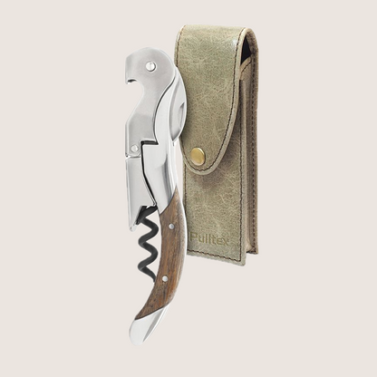 Pulltex - Tire-bouchon Toledo en chêne avec étui en cuir véritable