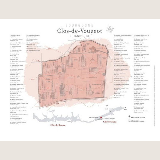 Carte parcellaire murale Clos de Vougeot