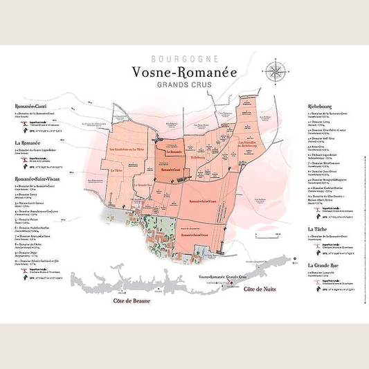 Carte parcellaire murale : Grands crus de Vosne-Romanée