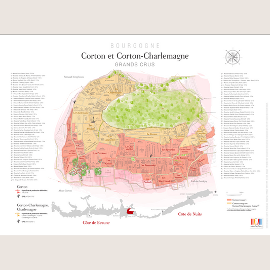 Carte parcellaire murale : Corton et Corton-Charlemagne