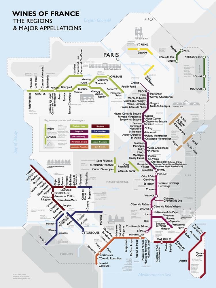 Carte des stations de métro des vins de France
