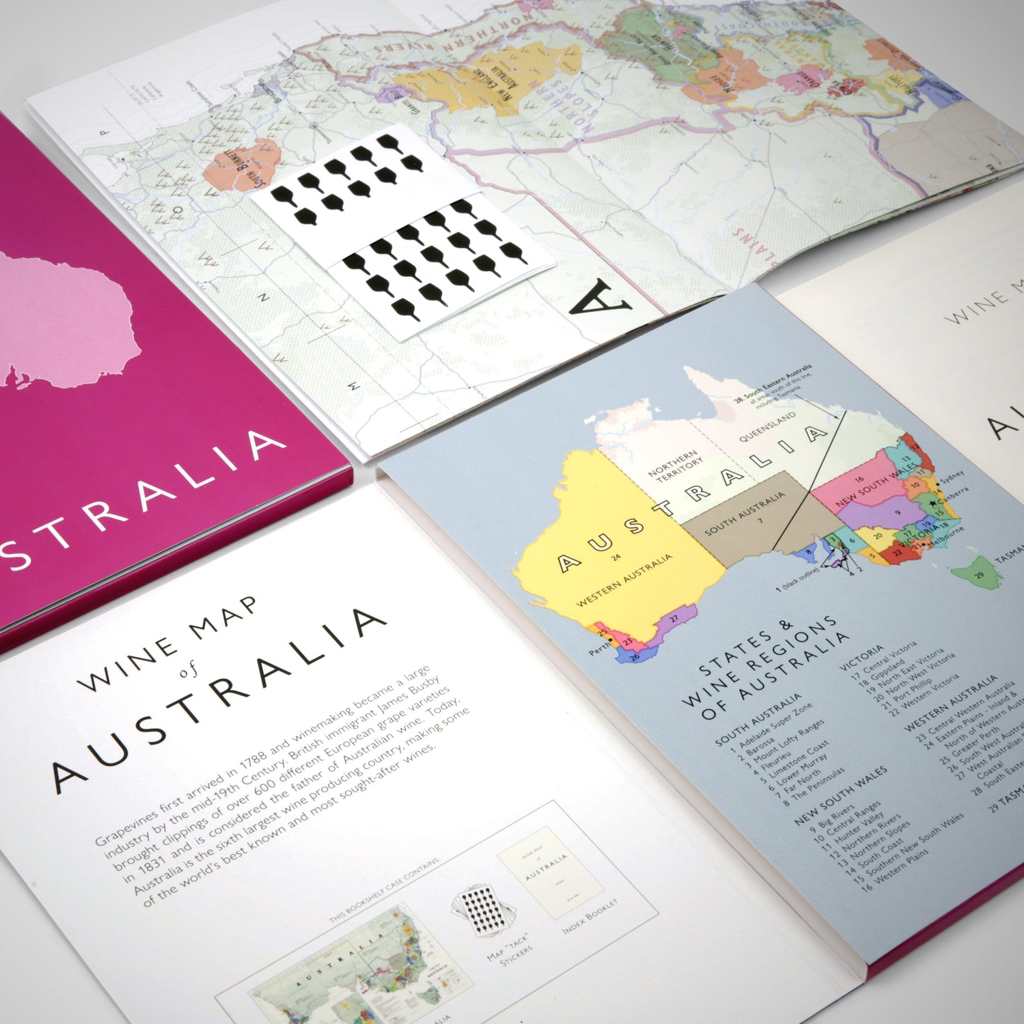 Carte des vins d'Australie, format coffret