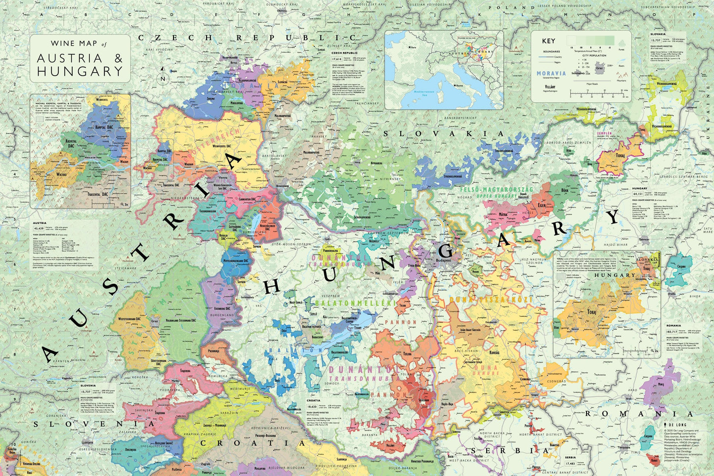 Carte des vins d'Autriche et de Hongrie, format coffret