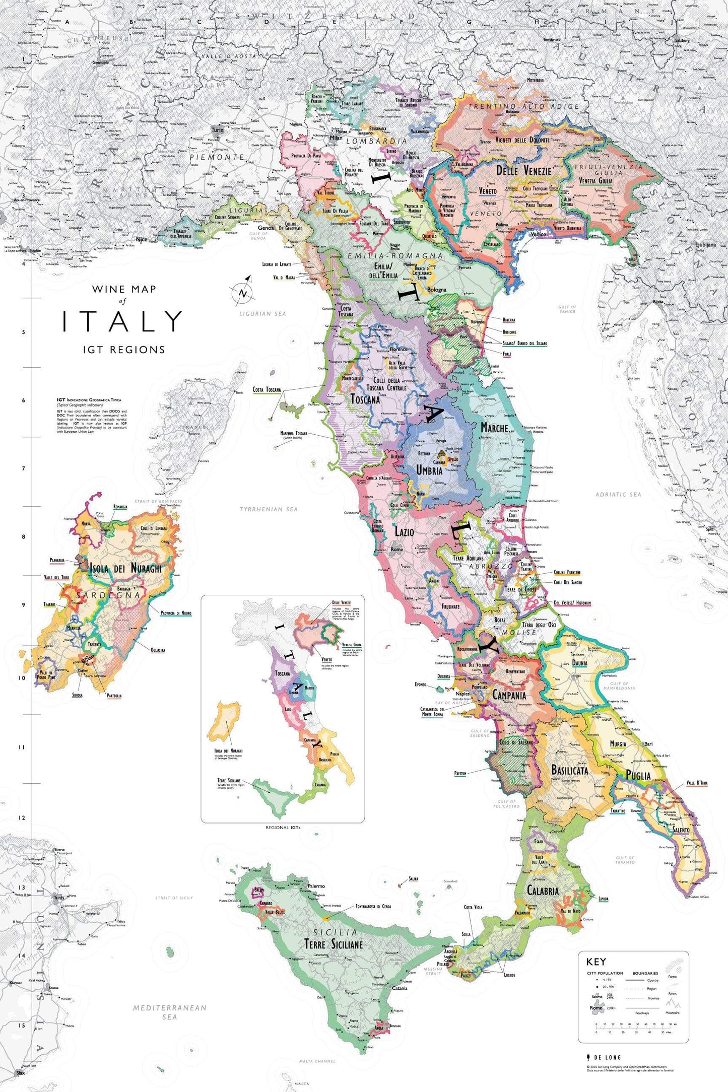 Wine map of Italy, bookshelf edition