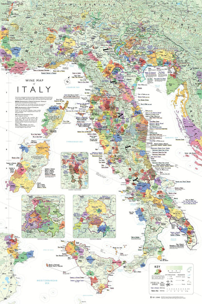 Wine map of Italy, bookshelf edition