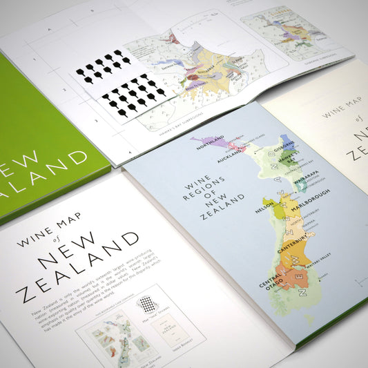 Wine map of New Zealand, bookshelf edition