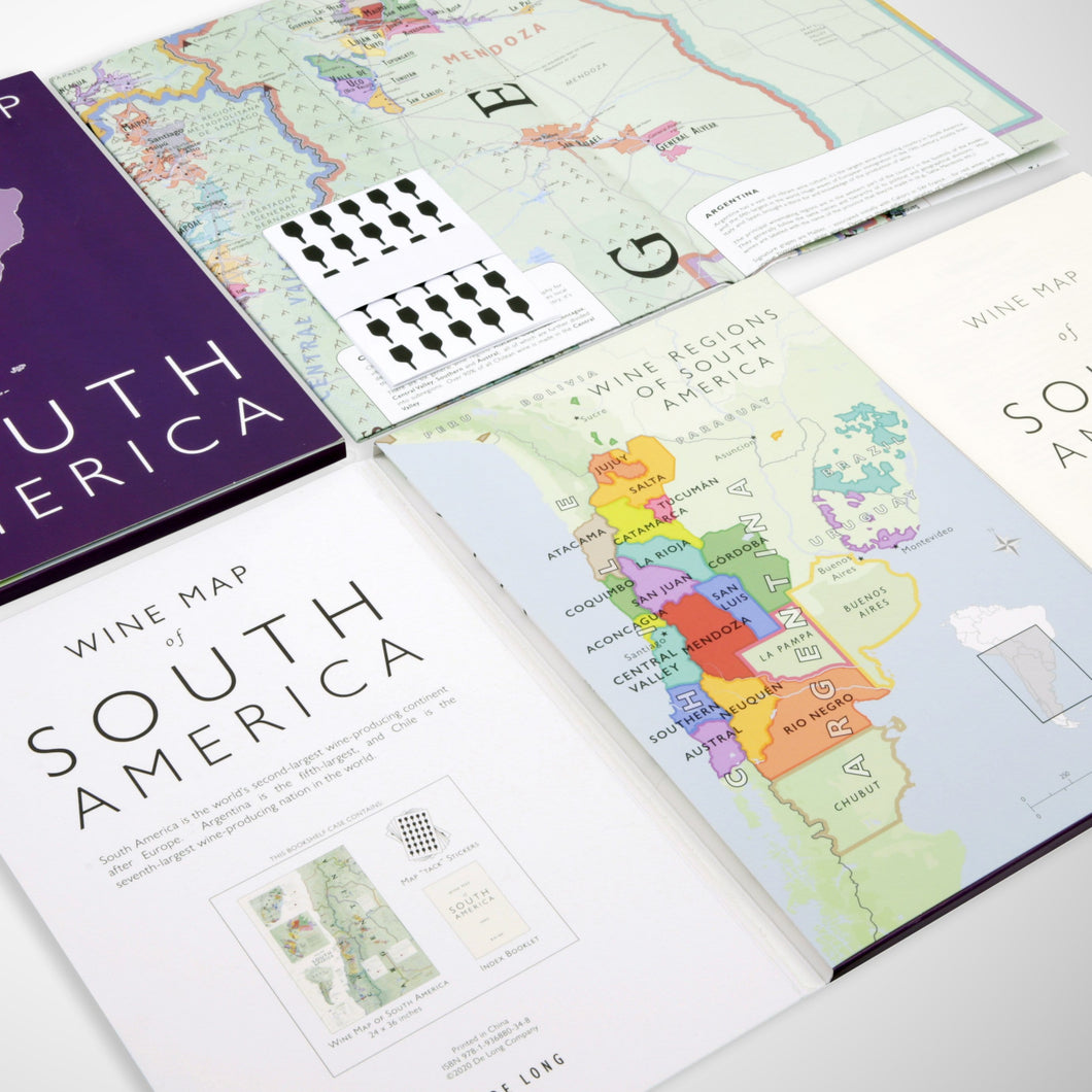Wine map of South America, bookshelf edition