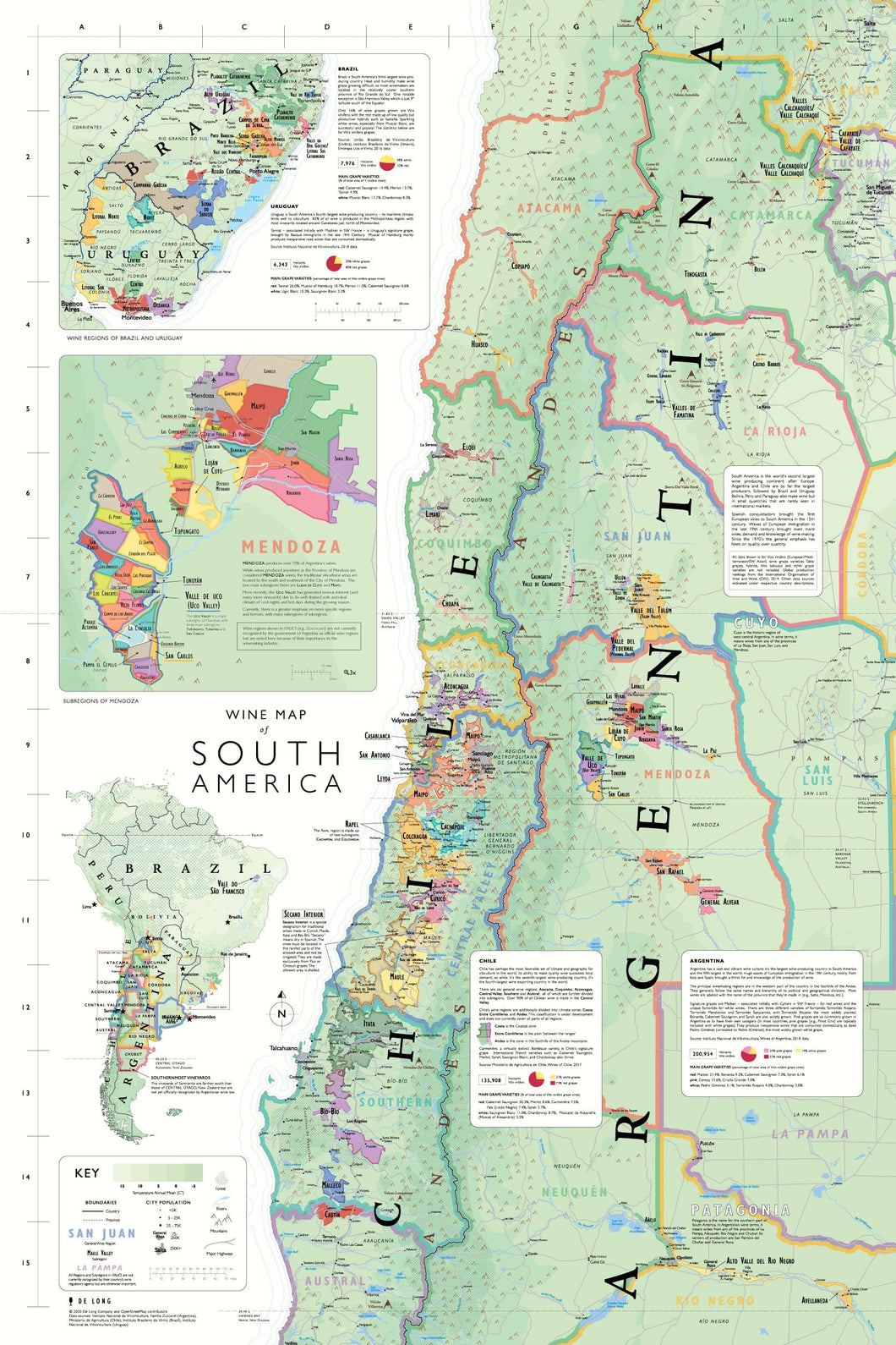 Wine map of South America