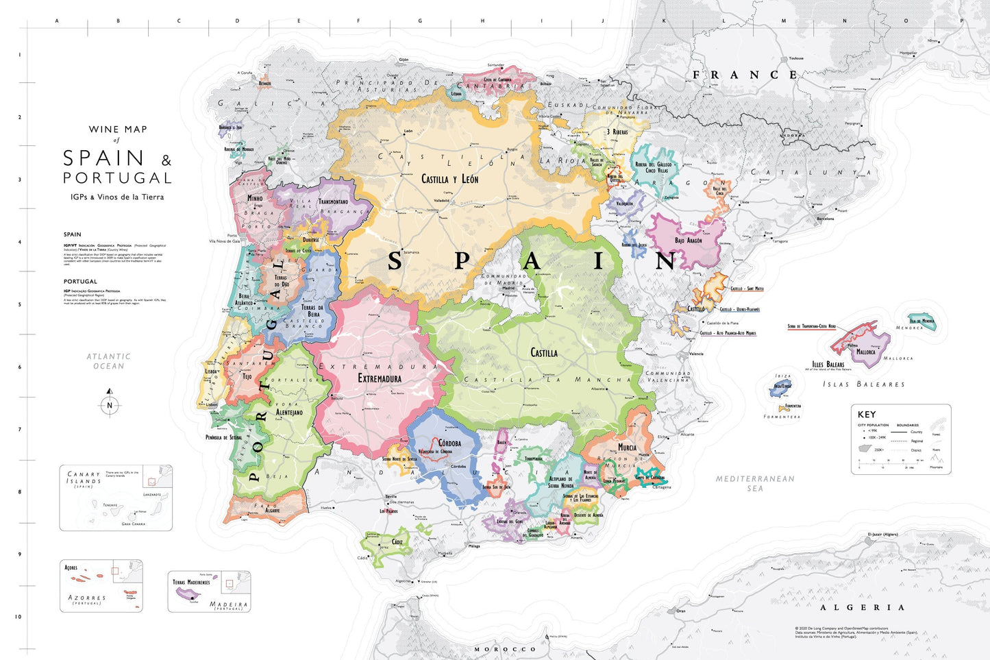 Wine map of Spain and Portugal, bookshelf edition