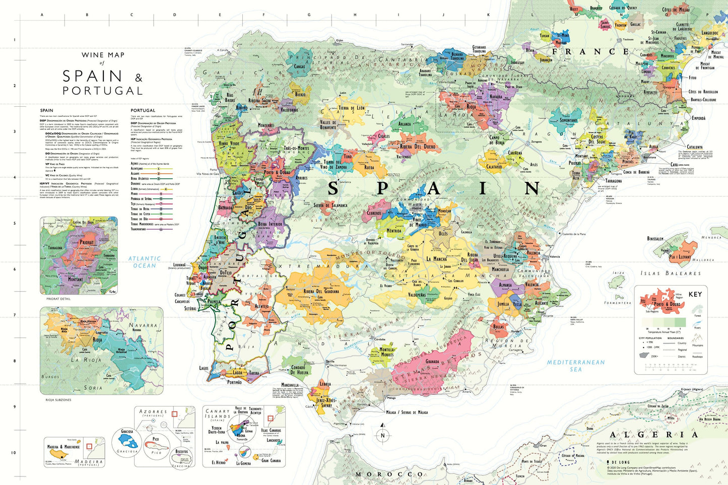 Wine map of Spain and Portugal, bookshelf edition