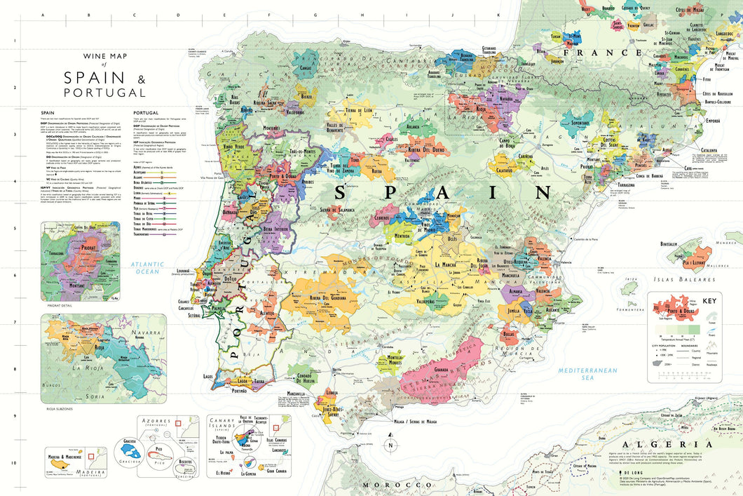 Carte des vins d'Espagne et du Portugal
