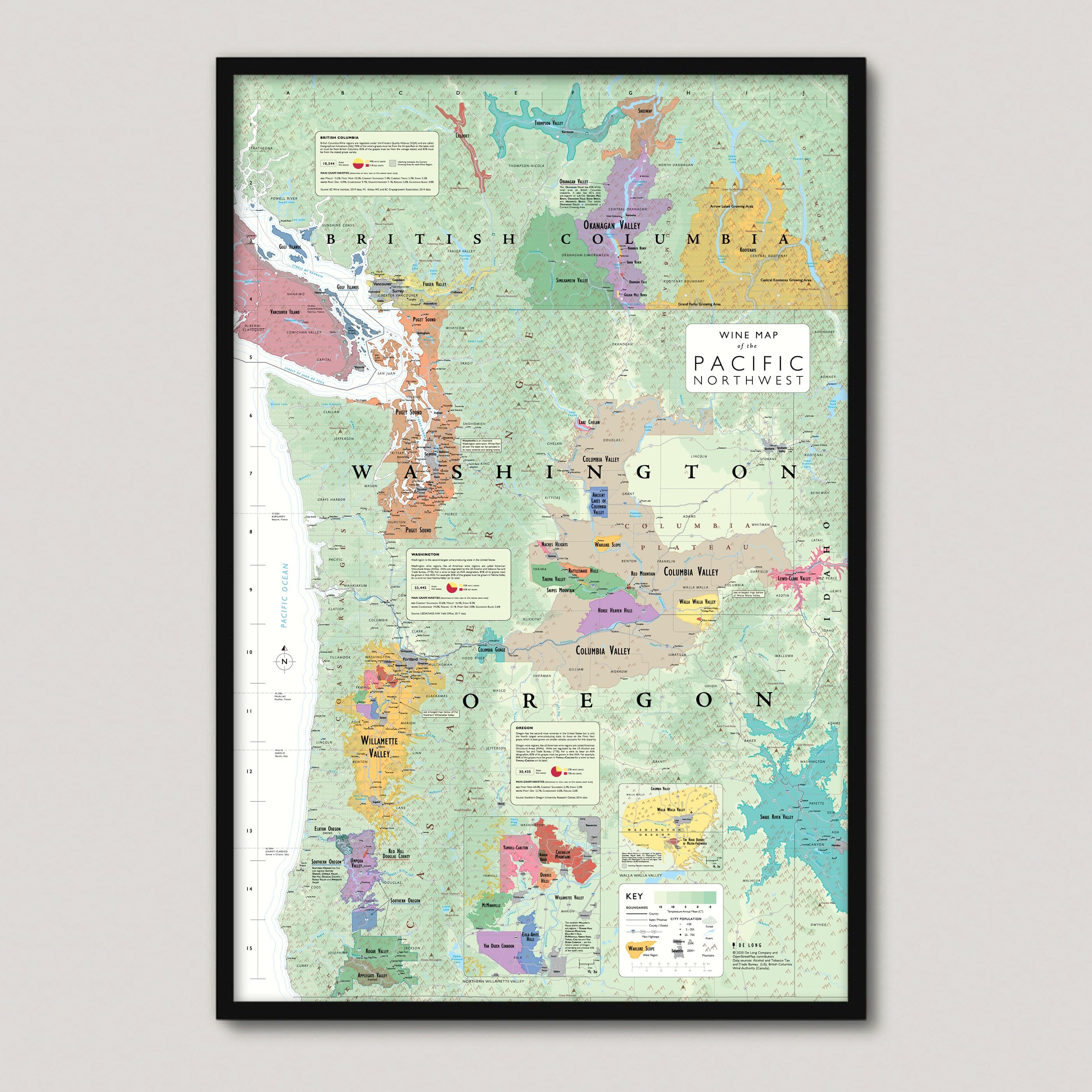 Wine map of the Pacific Northwest