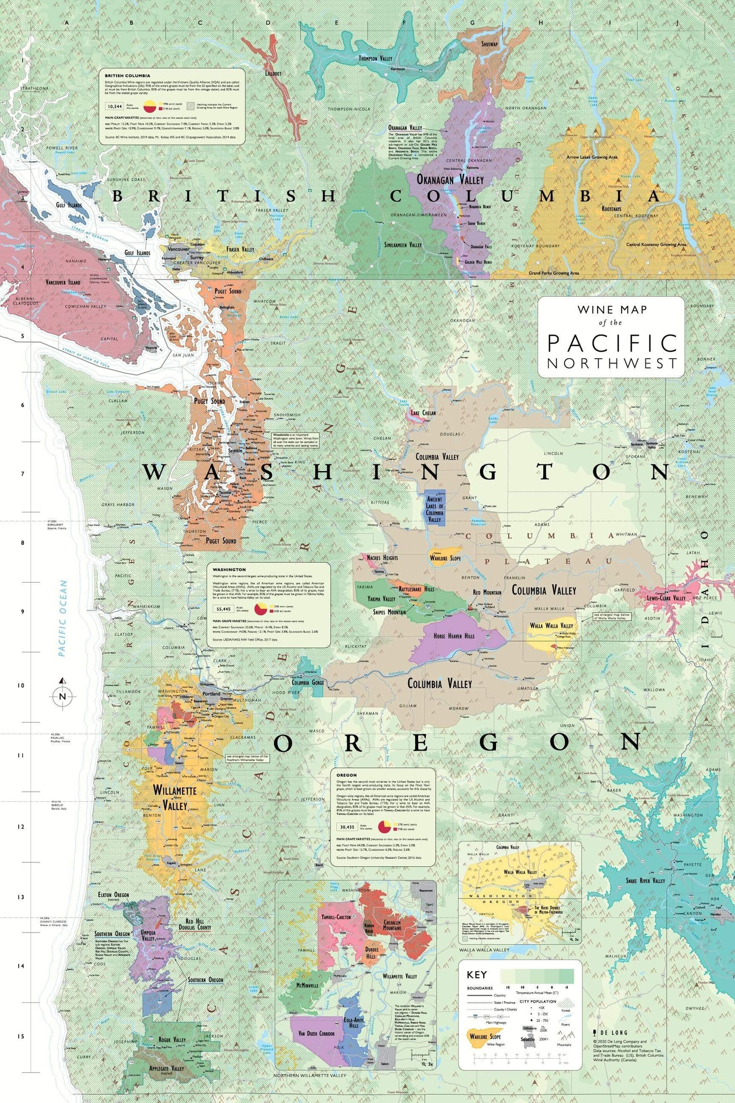 Carte des vins du Nord-Ouest du Pacifique, format coffret