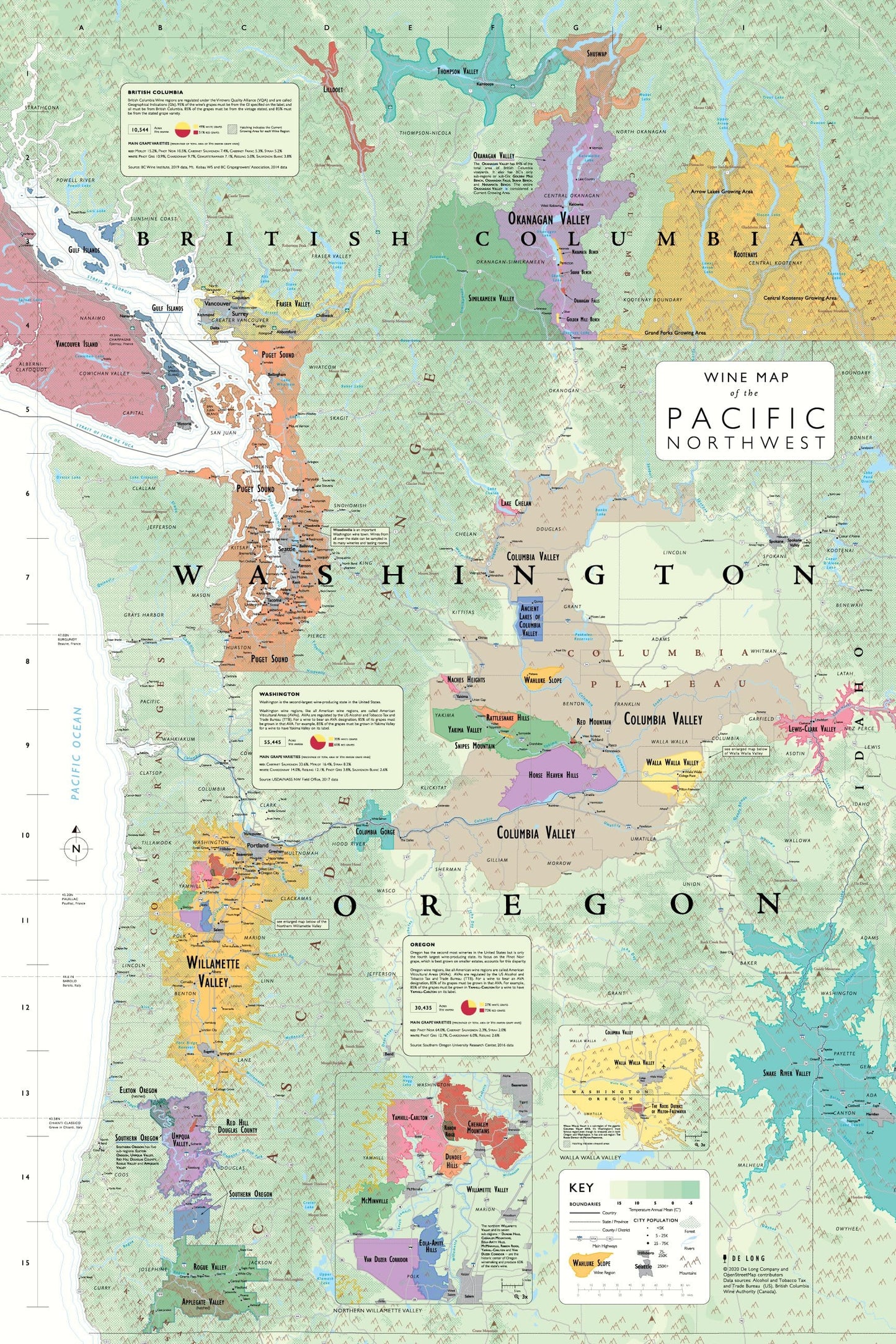 Carte des vins du Nord-Ouest du Pacifique