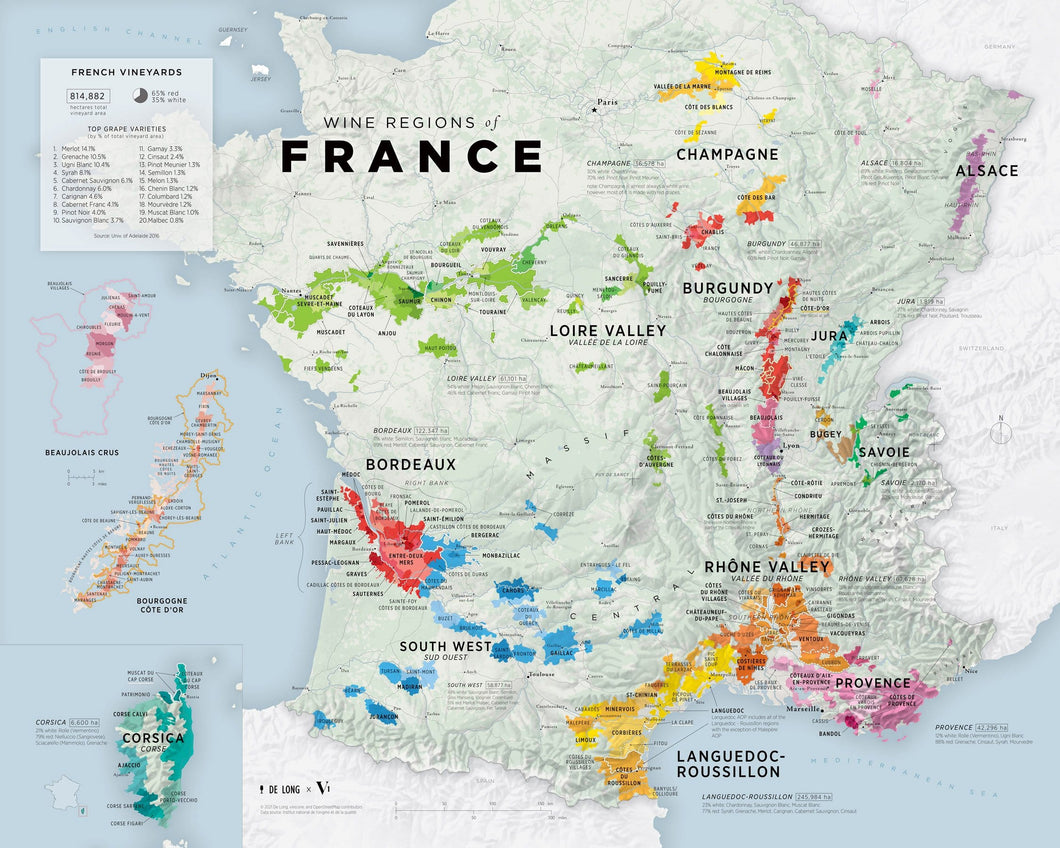 Carte des régions viticoles de France