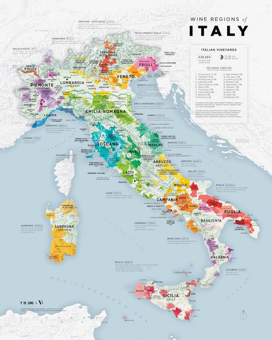Carte des régions viticoles d'Italie