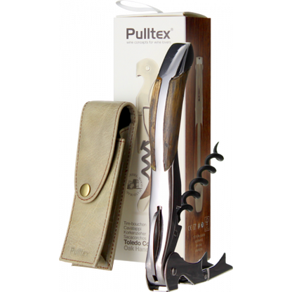 Pulltex - Tire-bouchon Toledo en chêne avec étui en cuir véritable